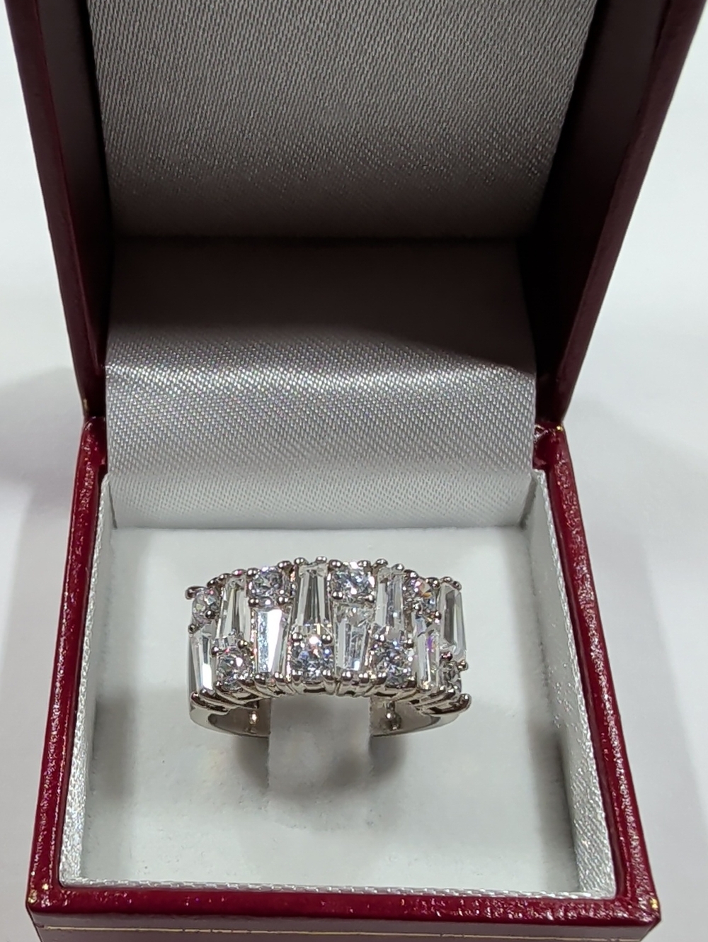 Sterling Silver CZ Statement Ring - Clear